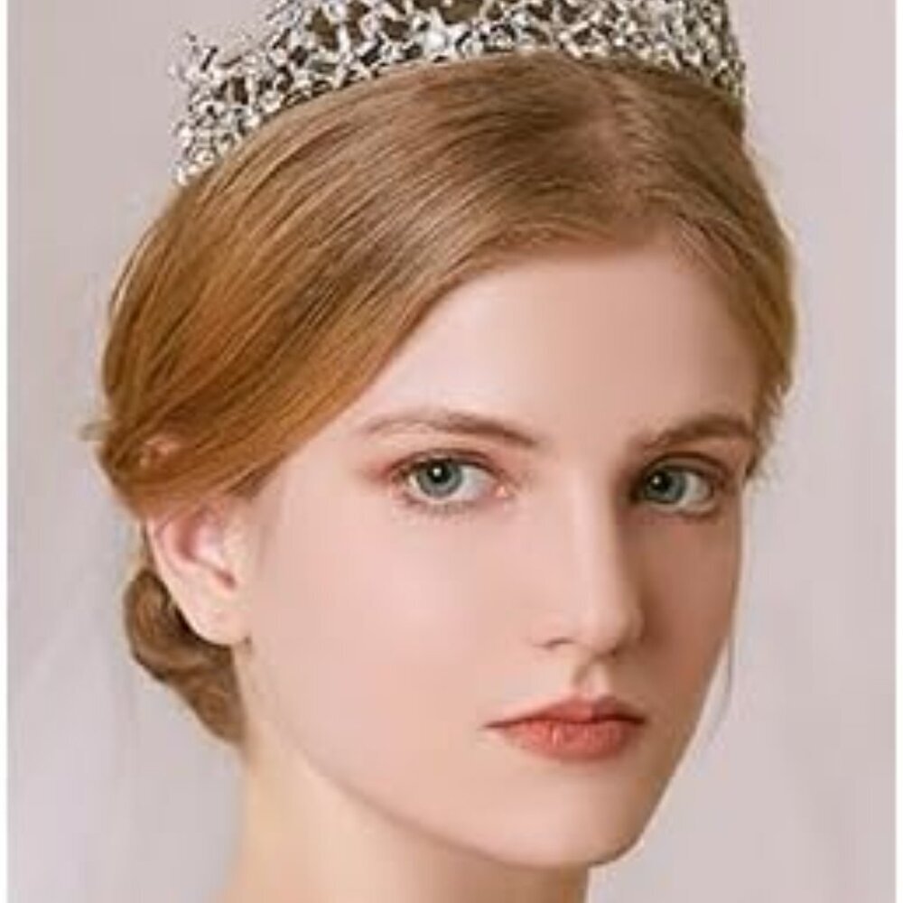 Silver Crystal Tiara Crown Bridal Hair Accessories For Weddings Prom Pageants